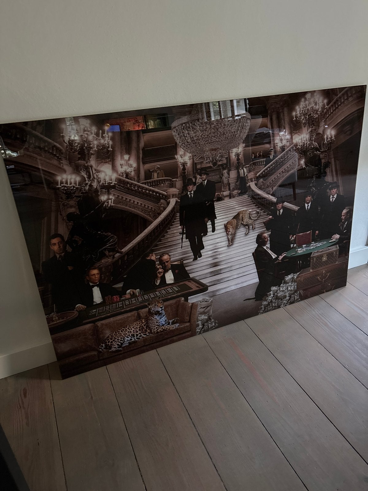 James bond en gangsters glas schilderij. Nieuw !, Antiek en Kunst, Kunst | Schilderijen | Klassiek, Overige stijlen, Portret of Personen