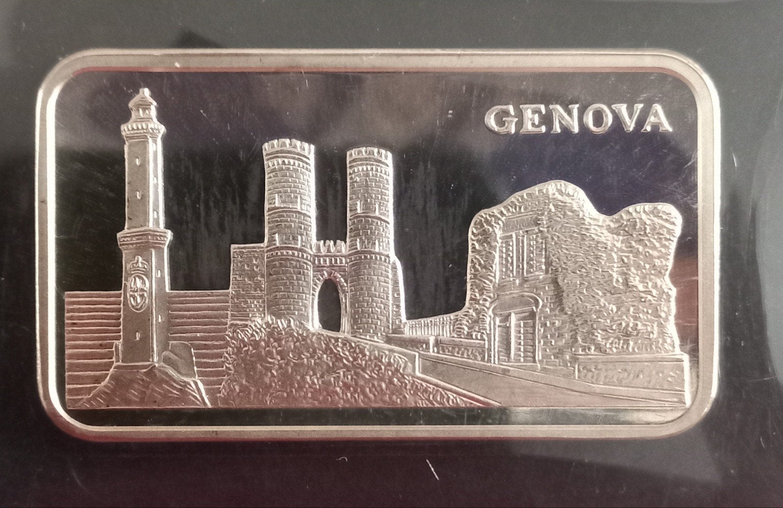 Zilveren baar 1 Troy Ounce Genua 999 Fijn Zilver, Postzegels en Munten, Edelmetalen en Baren, Verzenden, Zilver