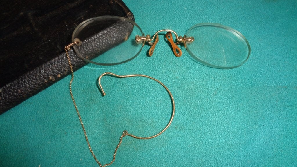 Pince nez antieke knijpbril S. de Vries Meppel, Antiek en Kunst, Verzenden