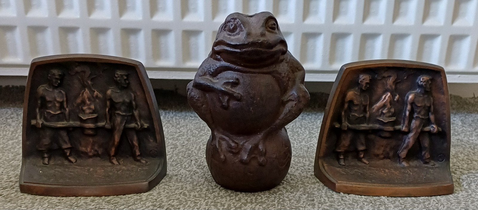 Bronzen Kikker en Boekensteunen - Totaal 5,3 kg, Ophalen of Verzenden, Brons