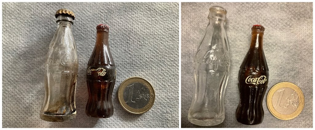 Coca Cola Flesje  MINI 4 stuks 2 van Plastis 2 van Glas, Ophalen, Gebruiksvoorwerp