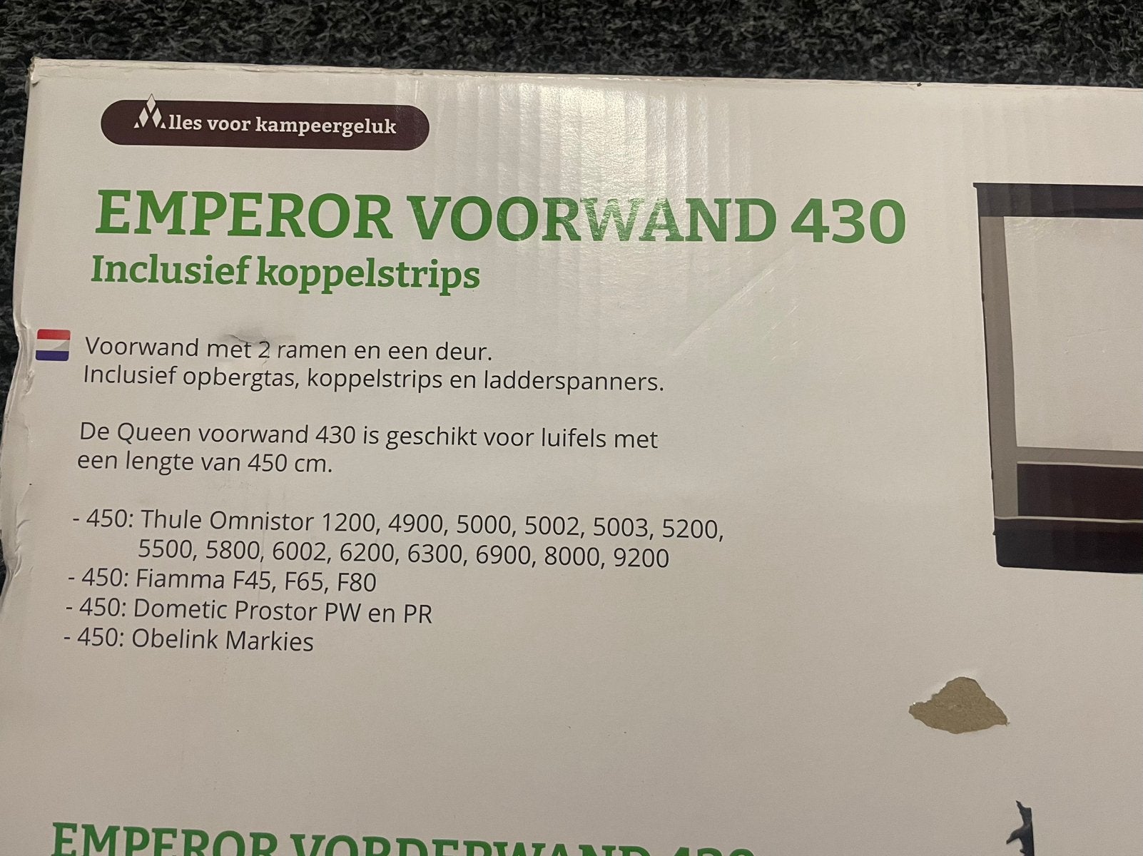 Luifel voorwand, Ophalen, Nieuw