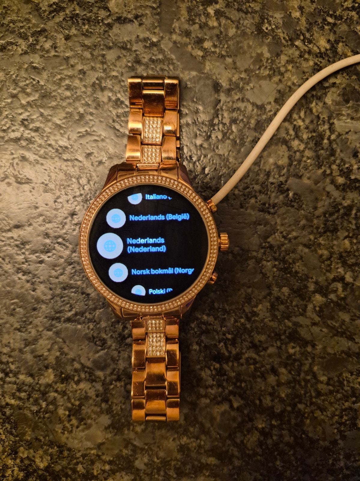 Michael Kors Runway Roségoud horlogeband Smartwatch, Ophalen of Verzenden, Gebruikt, Michael Kors