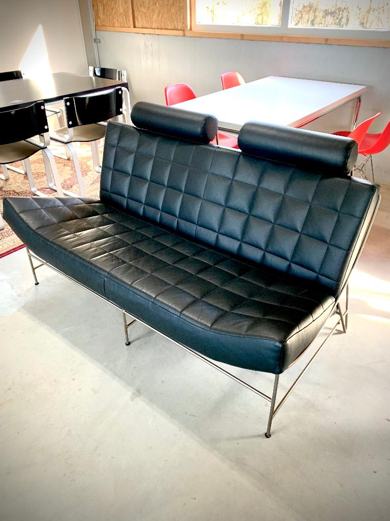 Leolux Volare zwart leder, Huis en Inrichting, 150 tot 200 cm, Tweepersoons, 75 tot 100 cm, Ophalen of Verzenden