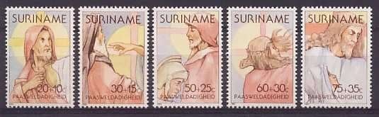 Suriname NVPH nr 247/51 postfris Pasen, Jezus Christus 1981, Postzegels en Munten, Ophalen of Verzenden, Postfris