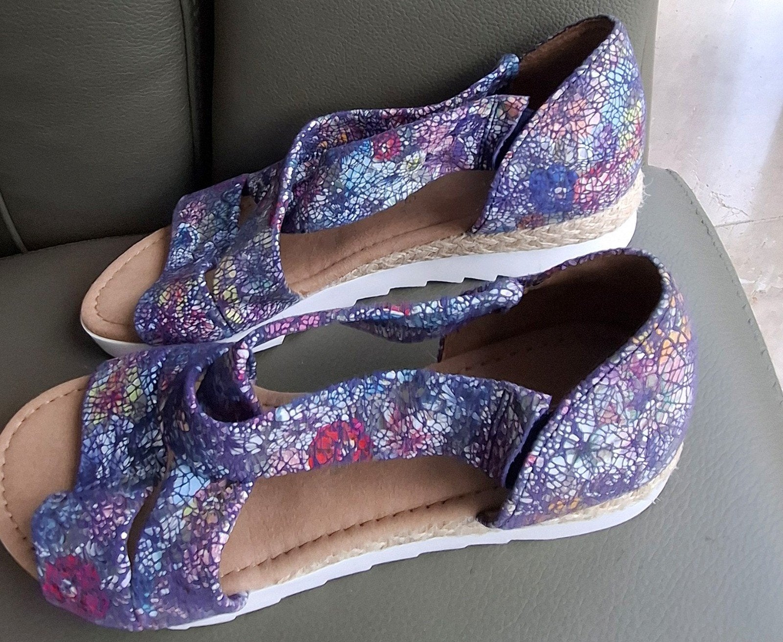 Gabor multi-color sandalen, maat 5,5 (38,5), zgan, Overige kleuren, Gabor, Zo goed als nieuw, Sandalen of Muiltjes