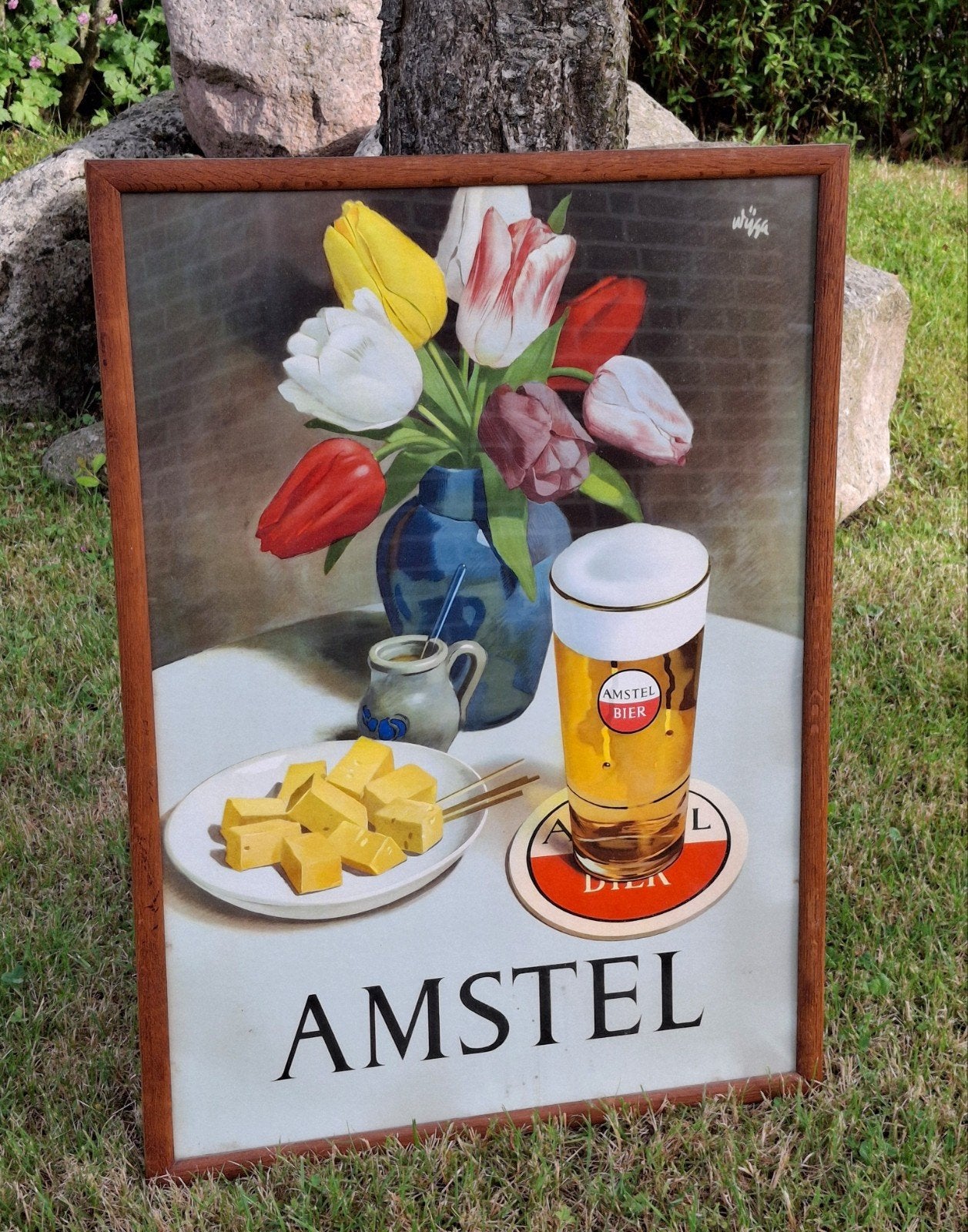 Jan Wijga / Amstel Bier reclame affiche, Verzamelen, Ophalen of Verzenden, Reclamebord