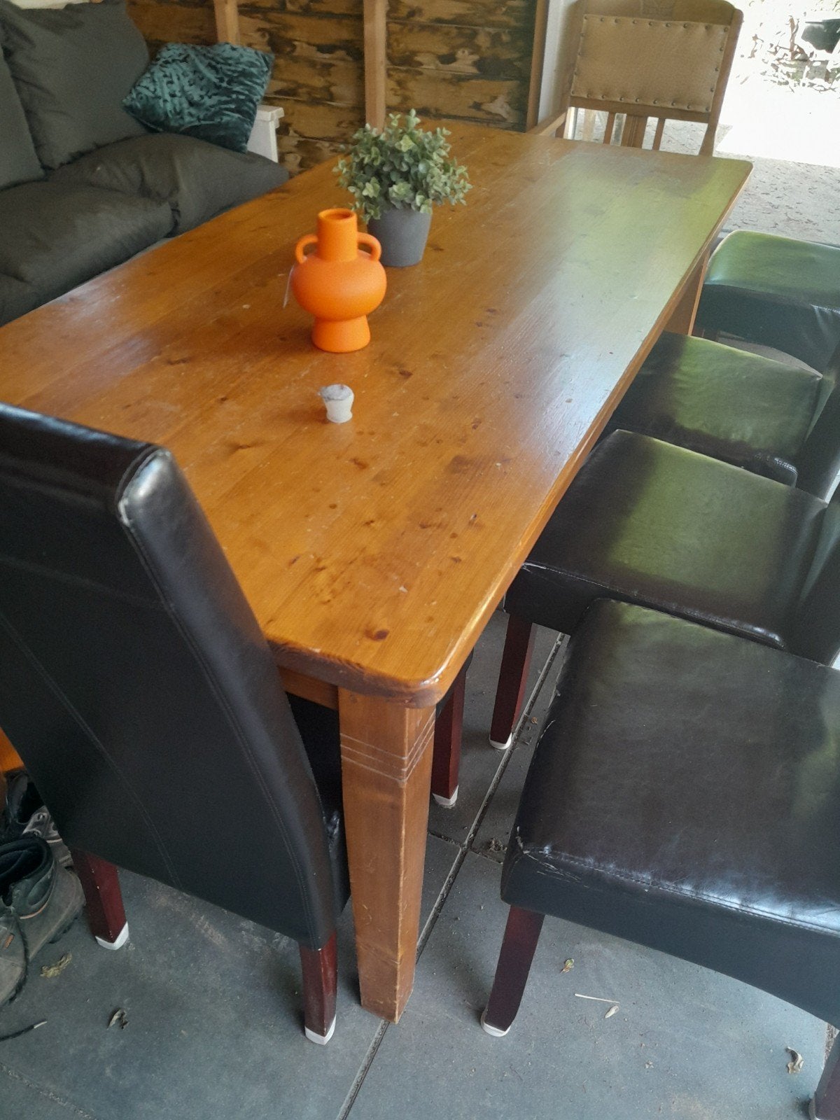 Grenen tafel met 2 lades - 180x87x79 cm met 6 stoelen, Huis en Inrichting, Tafels | Eettafels, Ophalen, Gebruikt, 50 tot 100 cm
