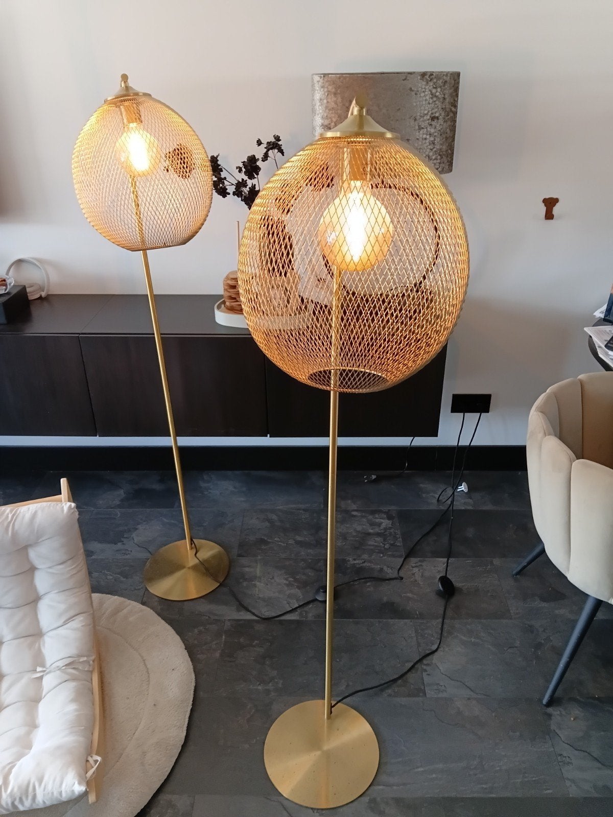 Gouden Vloerlamp Marokko Stijl - Light & Living, Zo goed als nieuw, Metaal, 150 tot 200 cm, E27 (groot)