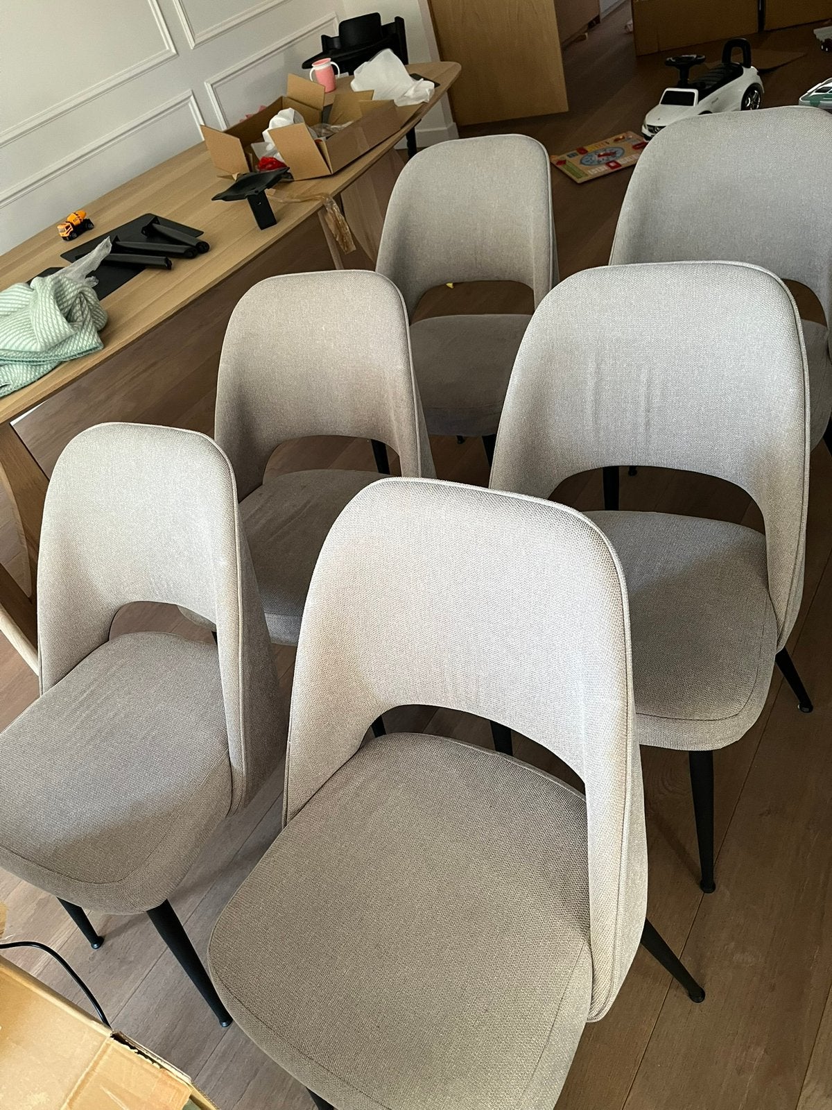 6x grijze stoelen LOODS 5, Ophalen, Zo goed als nieuw, Grijs, Vijf, Zes of meer stoelen