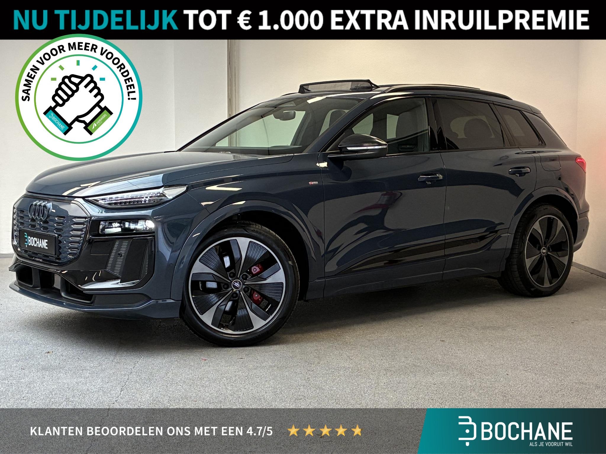 Audi Q6 e-tron Launch edition 83 kWh | S-LINE | TREKHAAK | S, Auto's, Achterwielaandrijving, Gebruikt, Zwart, Blauw