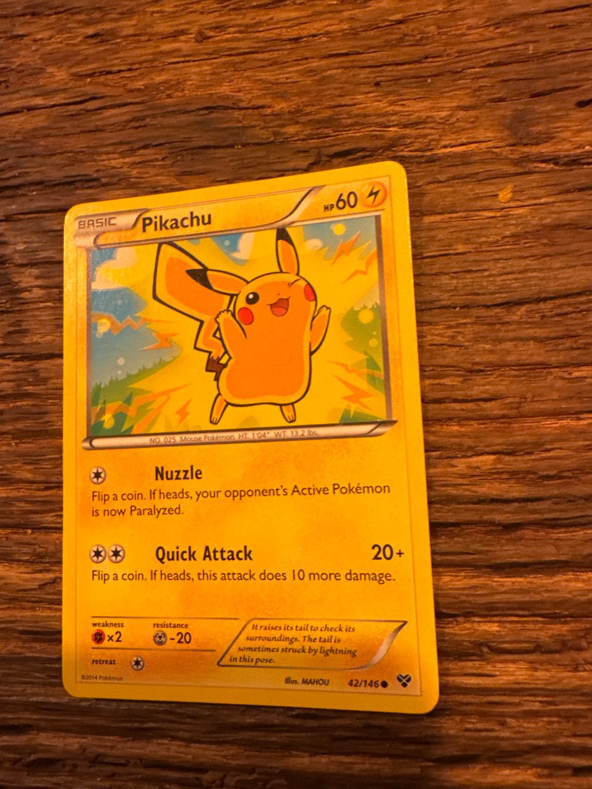 Pikachu Pokémon Kaart - Basic HP60, Ophalen of Verzenden, Gebruikt, Losse kaart