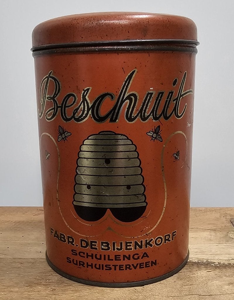 LEUKE OUDE BROCANTE BESCHUITBUS, Gebruikt, Ophalen of Verzenden, Voorraadpot, Metaal