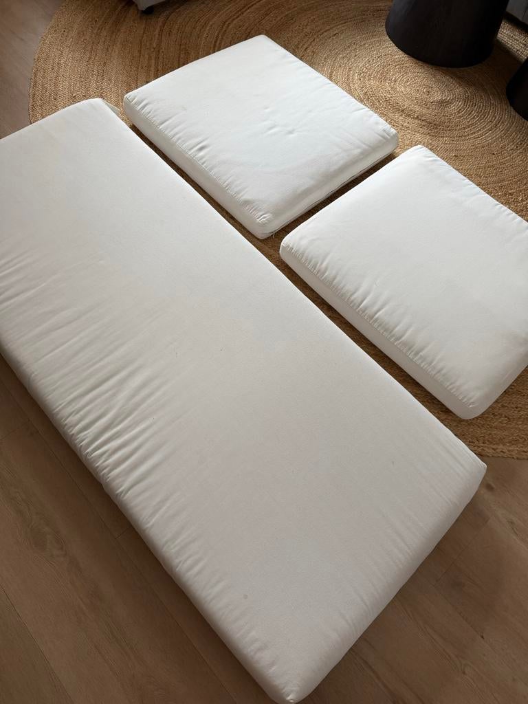 Comfortabele lounge kussenset voor binnen en buiten, Huis en Inrichting, Ophalen, Gebruikt, Wit, Rechthoekig