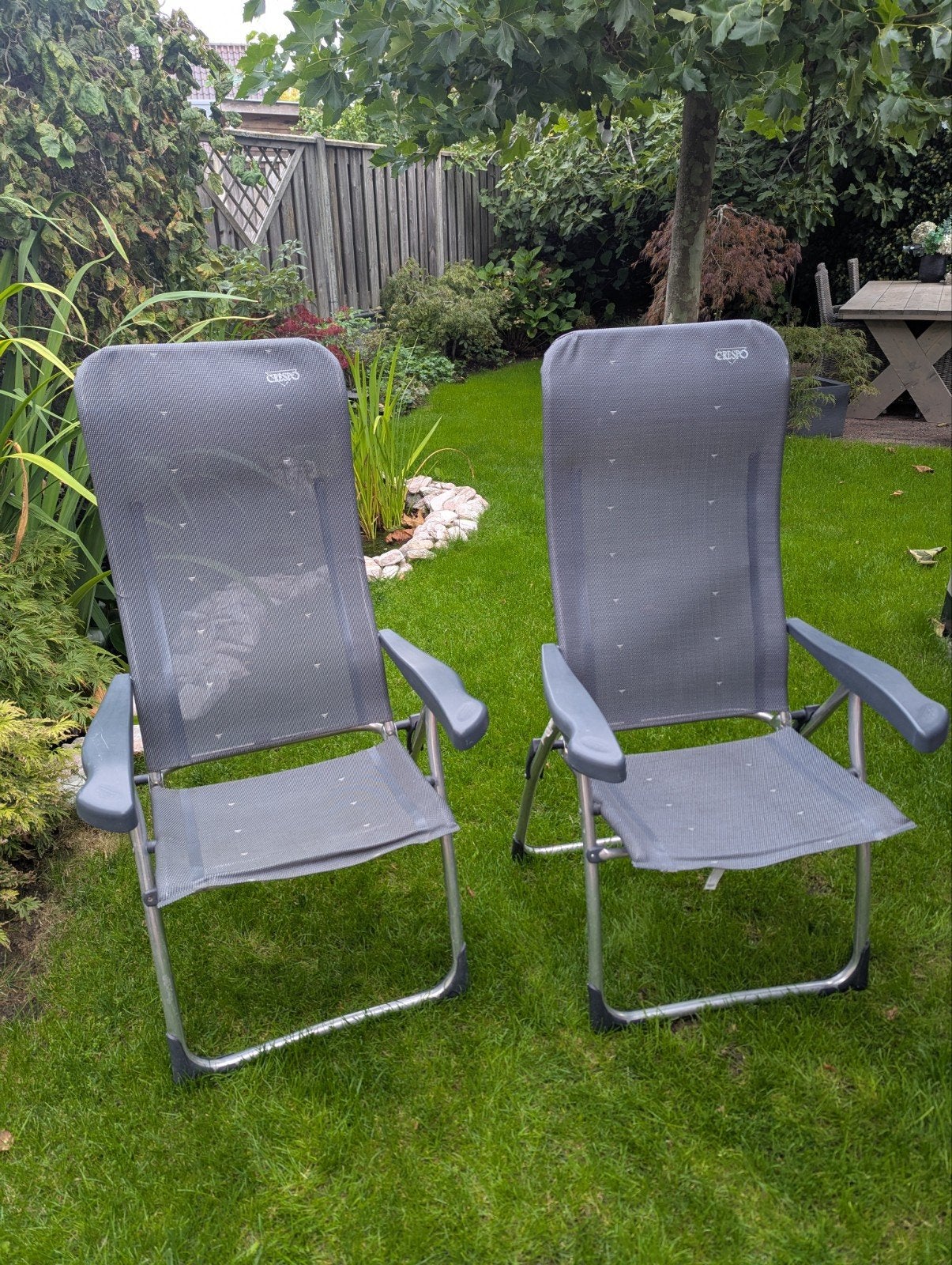 2x Crespo campingstoelen - verstelbaar en inklapbaar, Caravans en Kamperen, Ophalen, Gebruikt, Campingstoel