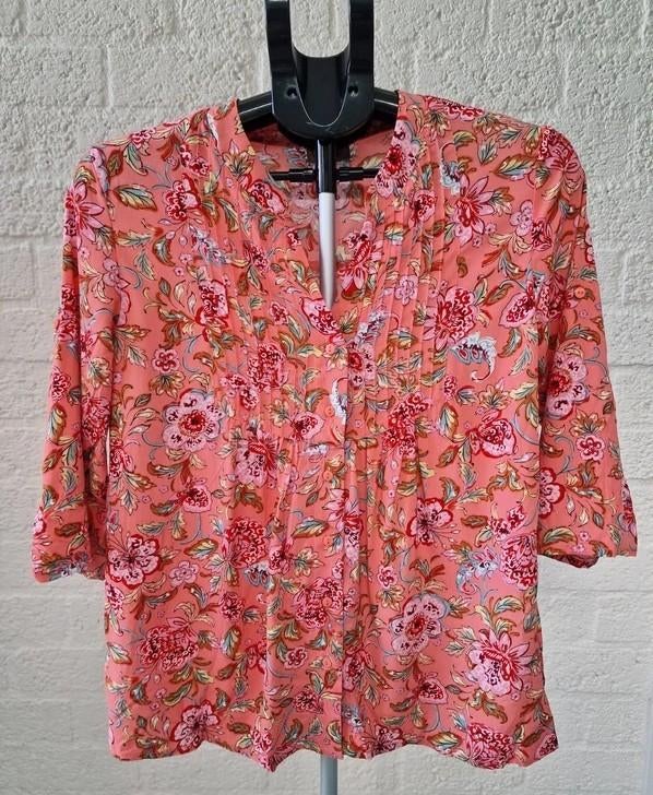 Coline Blouse – Bloemenprint – Maat M – 100% Viscose, Kleding | Dames, Ophalen of Verzenden, Zo goed als nieuw, Roze