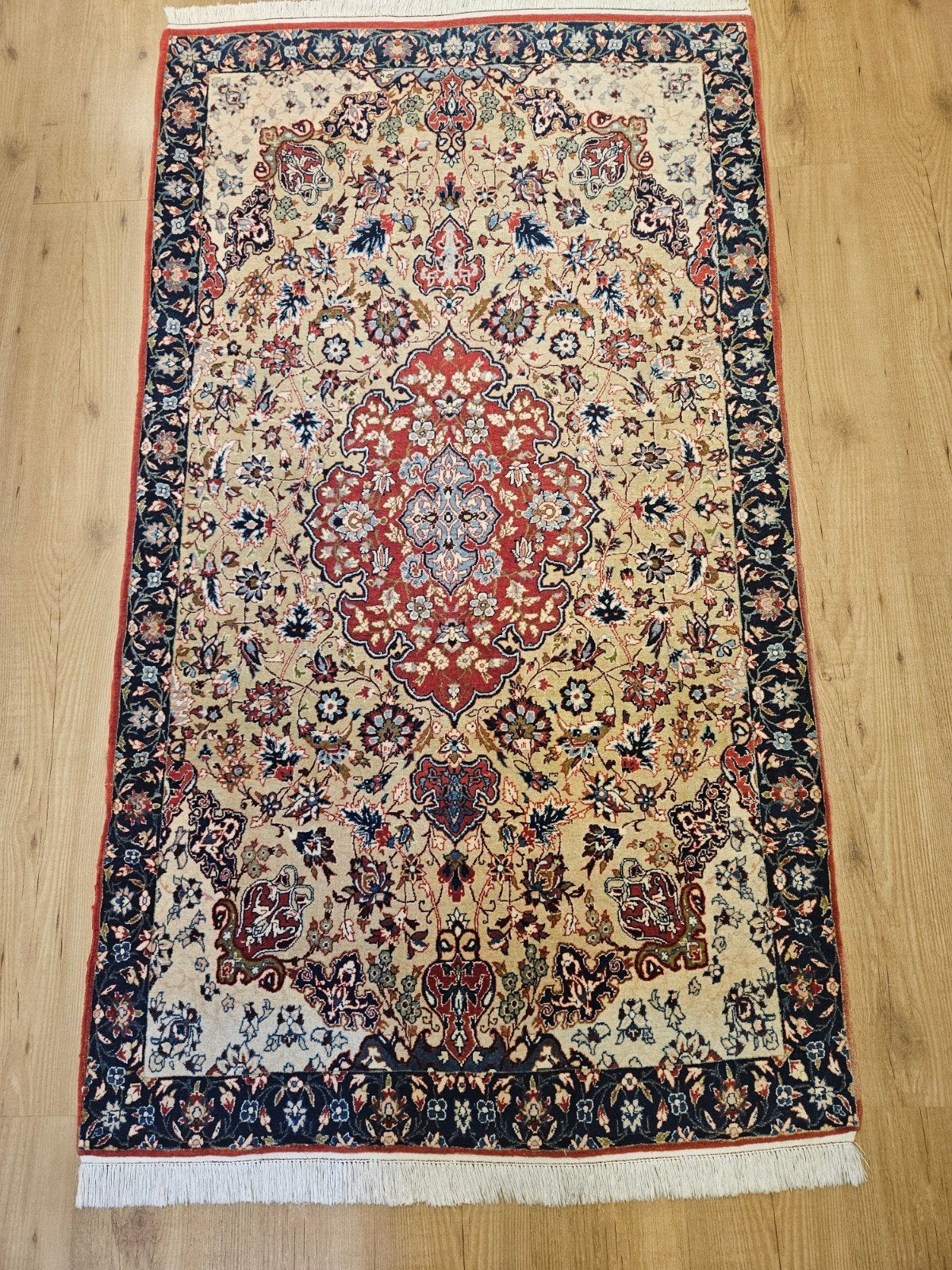 vintage handgeknoopt perzisch tapijt isfahan 175x100, Info@SlatsAntiek.nl, Tweedehands, 100 tot 150 cm, Perzisch