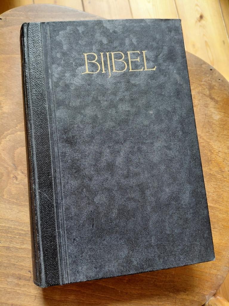 Oude Bijbel met gemarmerde snedeversiering, A.Jongbloed N.V., Ophalen of Verzenden