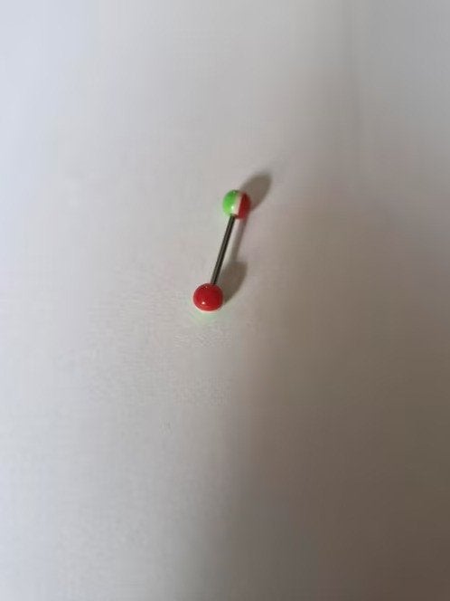 Tongpiercing rood groen nr9 h, Sieraden, Tassen en Uiterlijk, Piercings, Tongpiercing, Staal, Onbekend, Nieuw