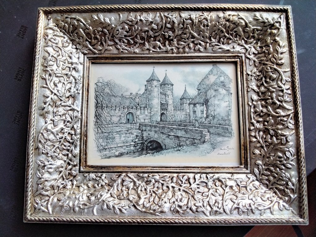 Barok Antiek Houten Lijstje met prentje Anton Pieck, Huis en Inrichting, Woonaccessoires | Lijsten, Ophalen of Verzenden, Metaal