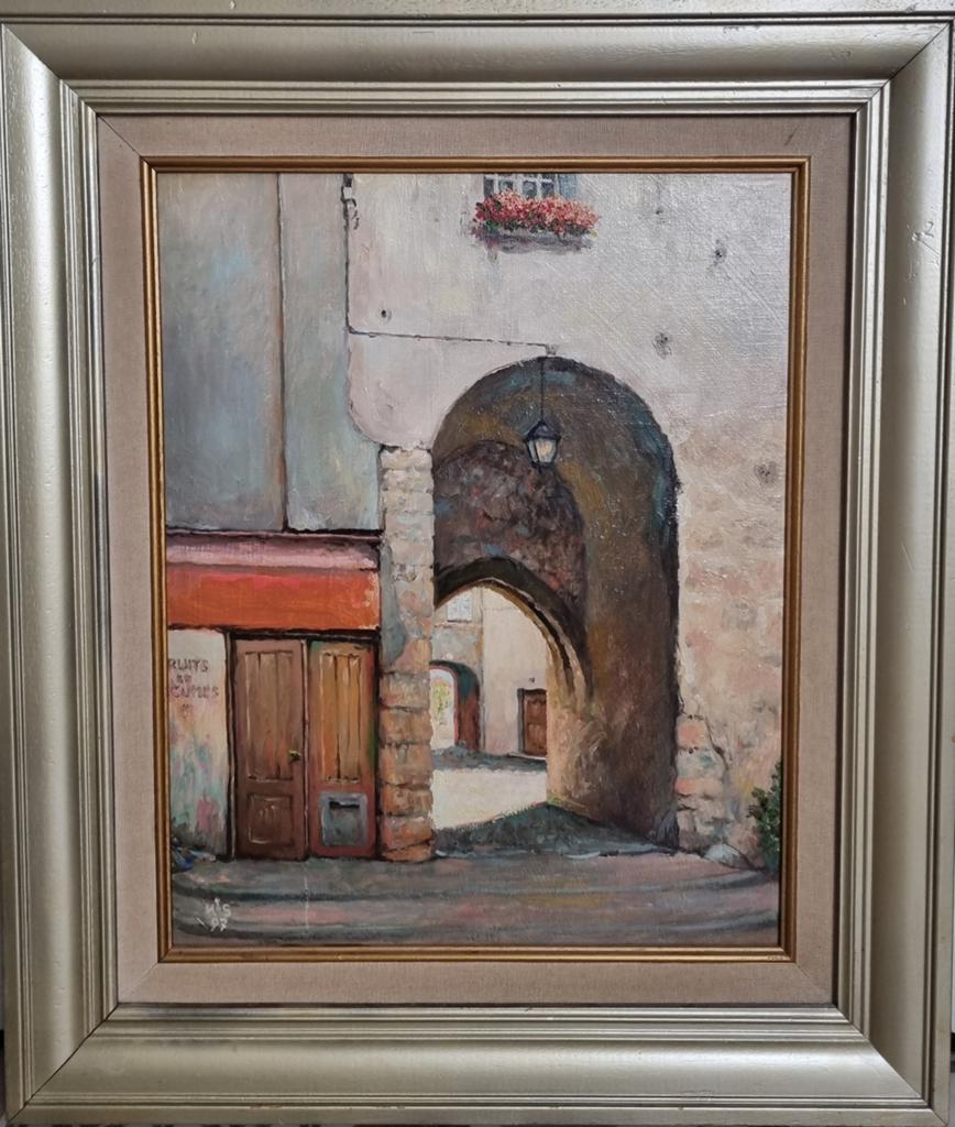 "Poortje in La Val" Impressionistisch Mediterraans, Antiek en Kunst, Ophalen of Verzenden