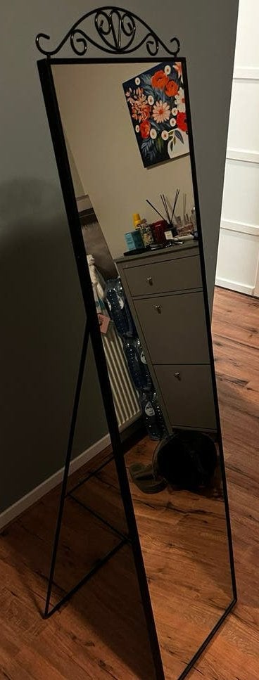 IKEA KARMSUND staande spiegel 40x167 cm, zwart, Ophalen, Minder dan 50 cm, Zo goed als nieuw, 150 tot 200 cm