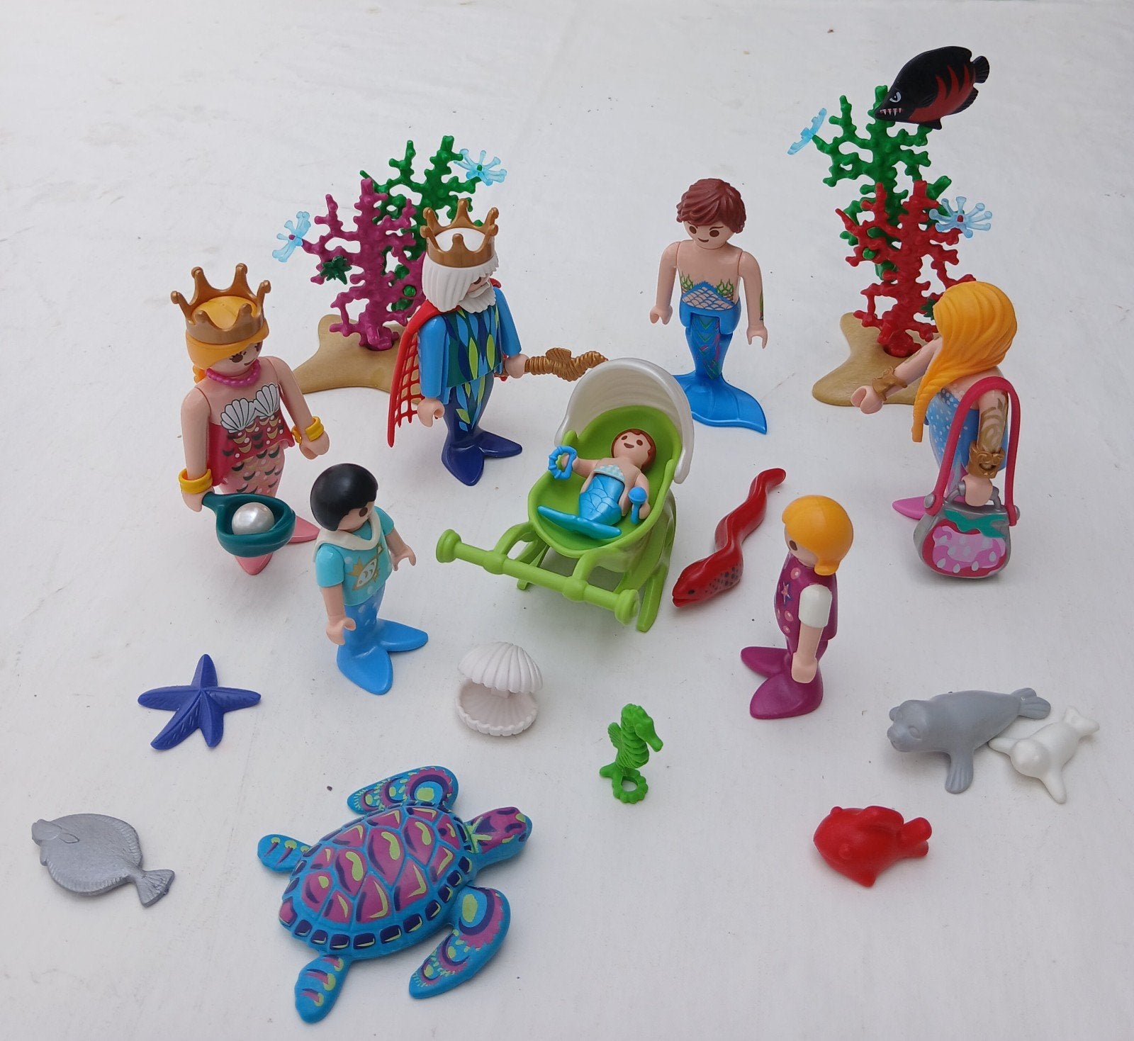 Playmobil, uitgebreide zeemeerminnen familie met koralen, Ophalen of Verzenden, Gebruikt