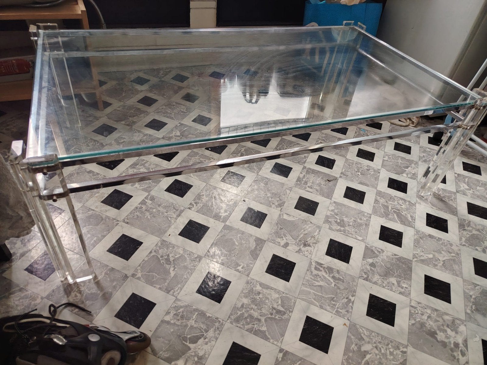 Glazen salontafel en tv meubel, Huis en Inrichting, Tafels | Salontafels, Ophalen, Gebruikt, 100 tot 150 cm, 50 tot 100 cm