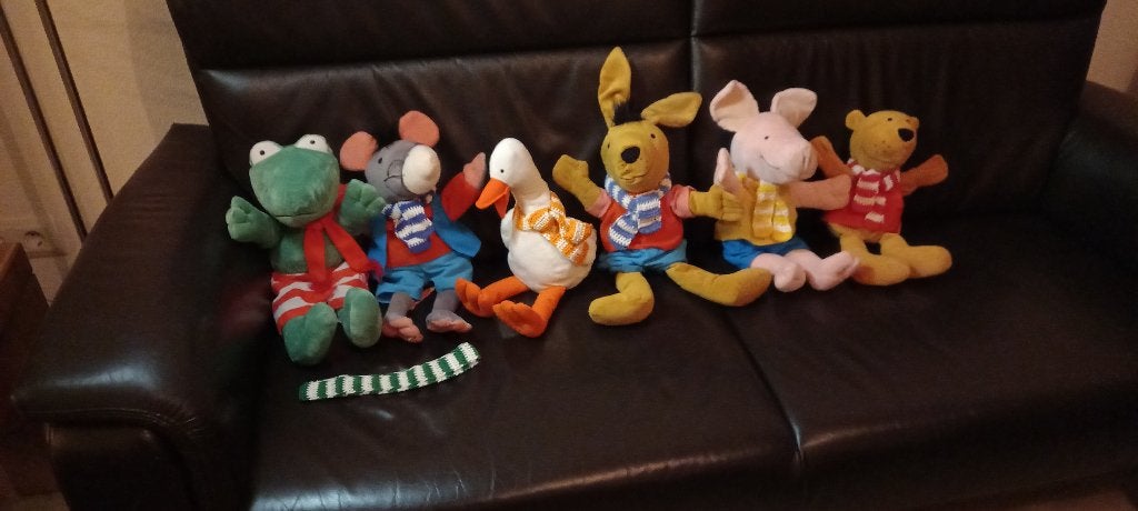Complete set handpoppen van kikker en zijn vriendjes., Ophalen of Verzenden, Zo goed als nieuw, Kikker, Middelgroot (20 tot 80 cm)
