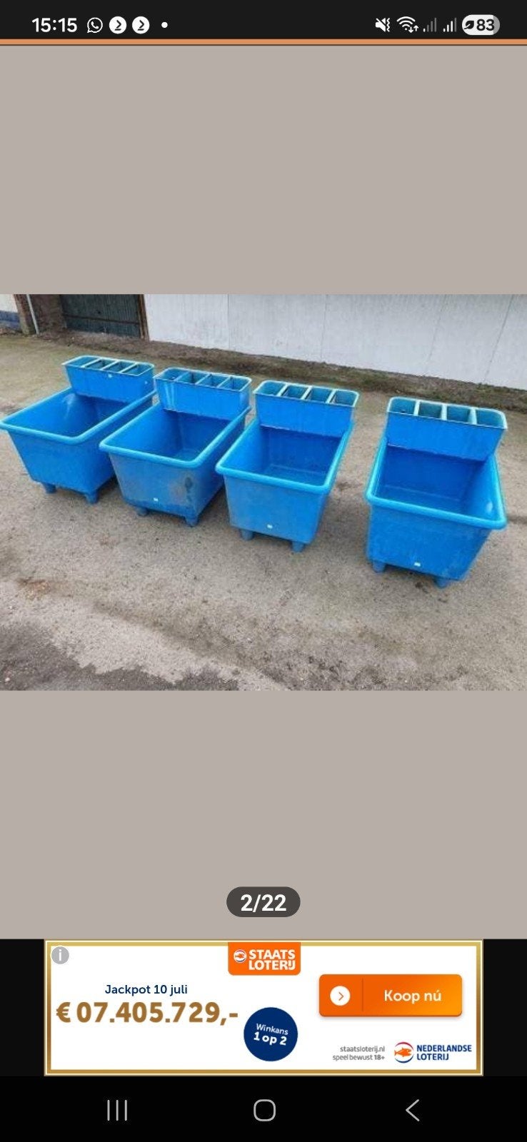 10 vijverbakken kweekbakken, Ophalen, Gebruikt, Vijverbak