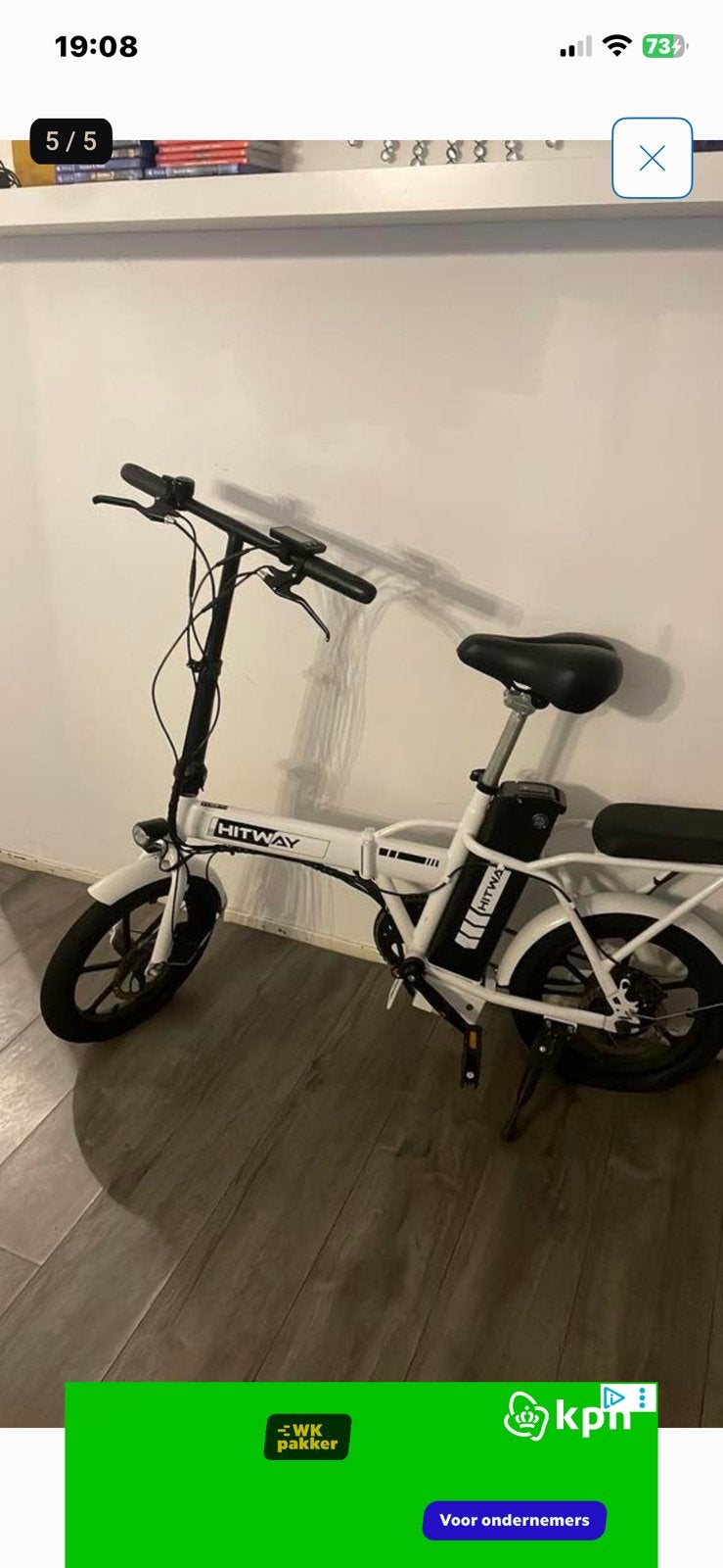 Vouwfiets, Fietsen en Brommers, Elektrische fietsen, Gebruikt, 55 tot 59 cm, 30 tot 50 km per accu, Ophalen