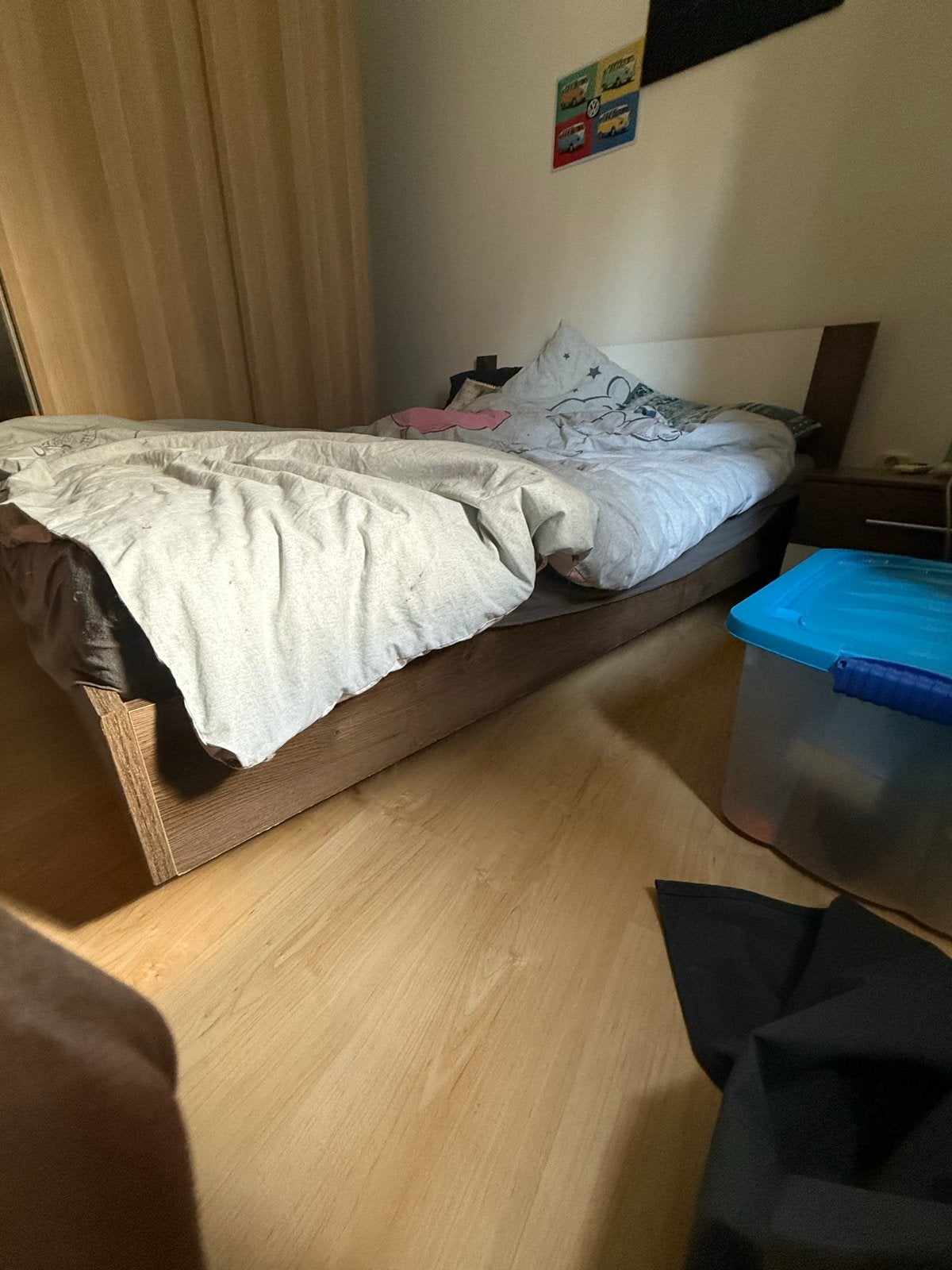 Tweepersoonsbed, Huis en Inrichting, Slaapkamer | Bedden, Ophalen, Gebruikt, Bruin, Tweepersoons
