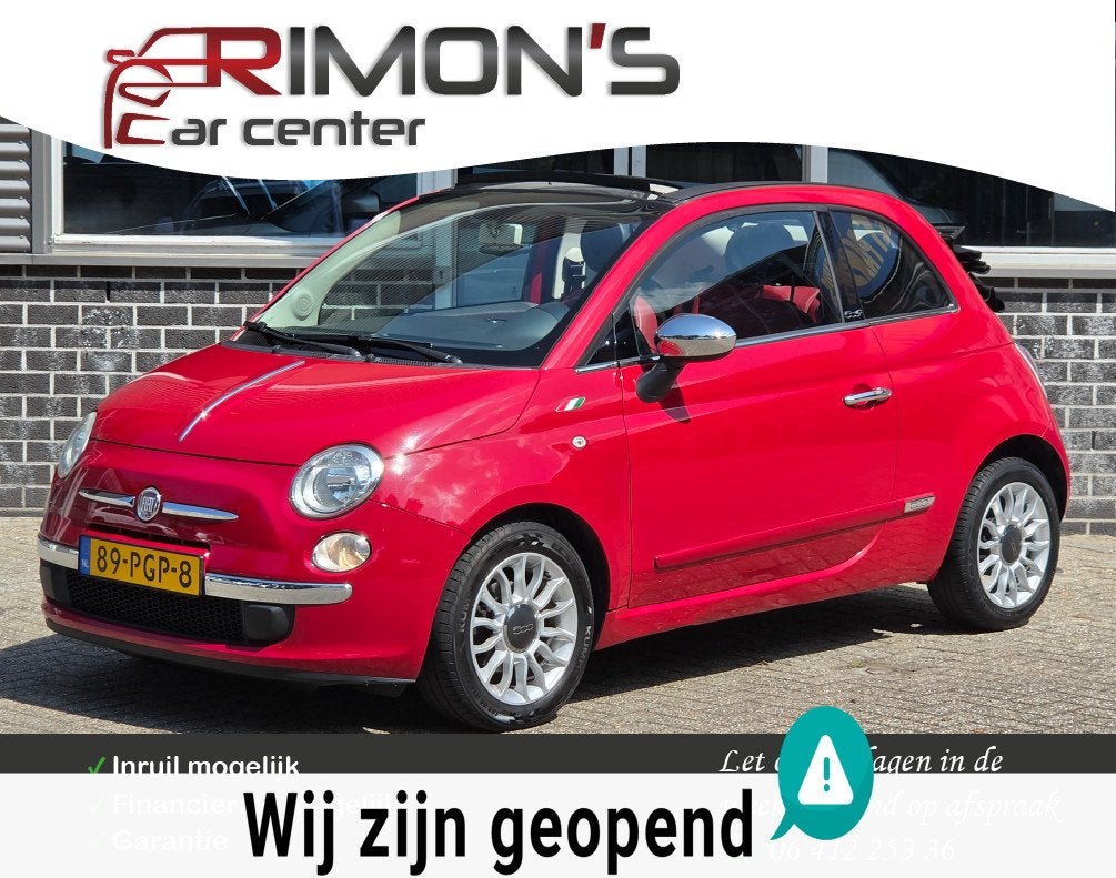 Fiat 500 0.9 TwinAir Lounge Cabrio Leder Pdc Nap, Auto's, Euro 5, 86 pk, Gebruikt, 31 €/maand