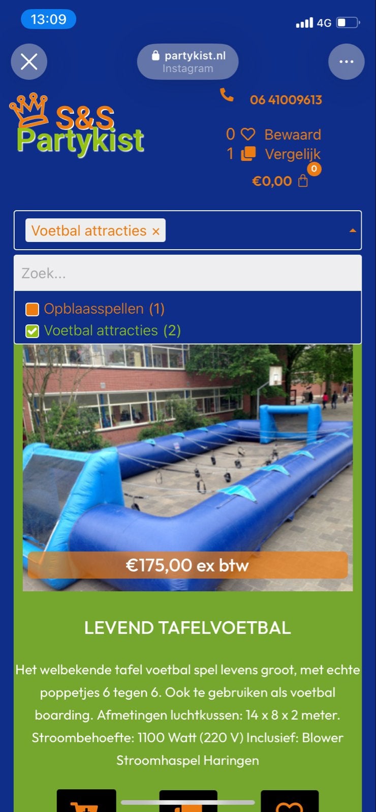 Levend Tafelvoetbal Attractie - 14x8x2m, Ophalen of Verzenden, Gebruikt