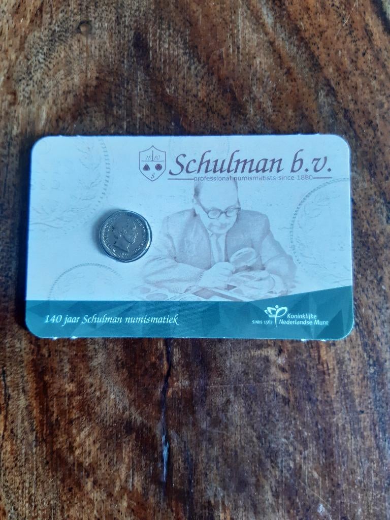 140 jaar Schulman 1850 in coincard KNM 5 cent zilver, Postzegels en Munten, Munten | Nederland, Verzenden, Koning Willem III, Zilver