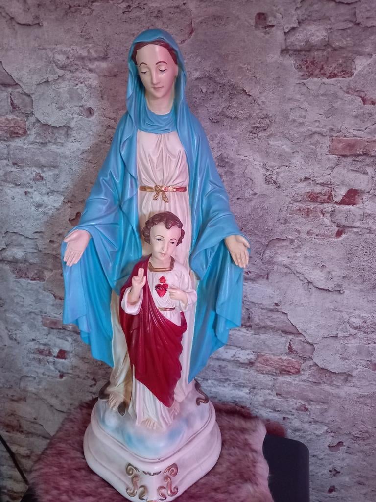 Oud brocant kerkbeeld Maria met Jezus, Antiek en Kunst, Ophalen