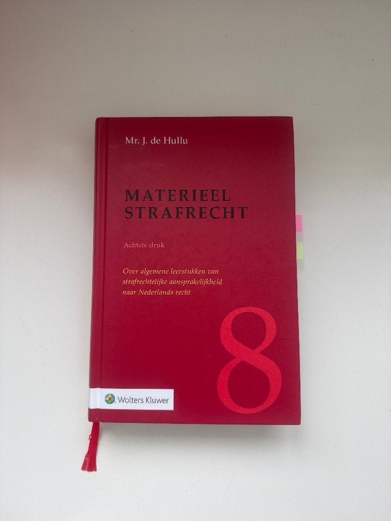 Materieel strafrecht De Hullu, Ophalen of Verzenden, Beta, Zo goed als nieuw, WO