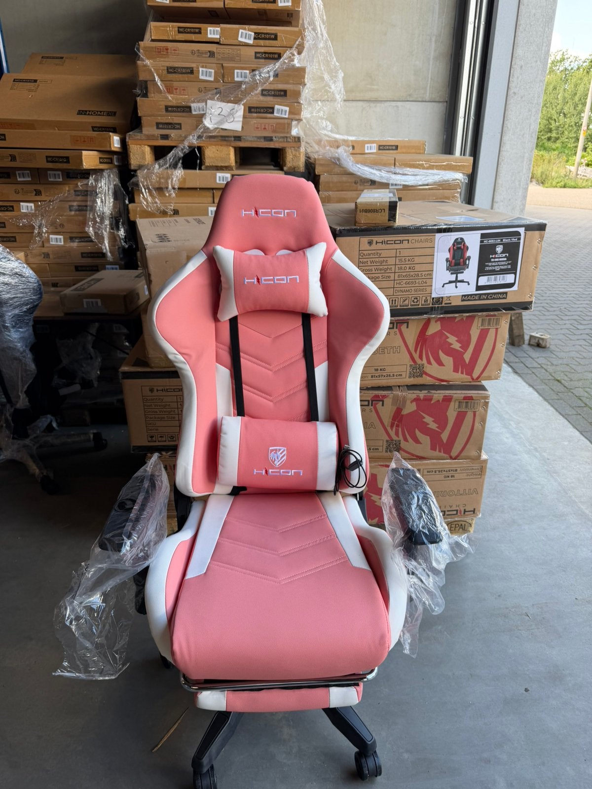 Nieuwe Gamestoel-Bureaustoel met Massage-Rose, Ophalen, Nieuw, Ergonomisch, Roze
