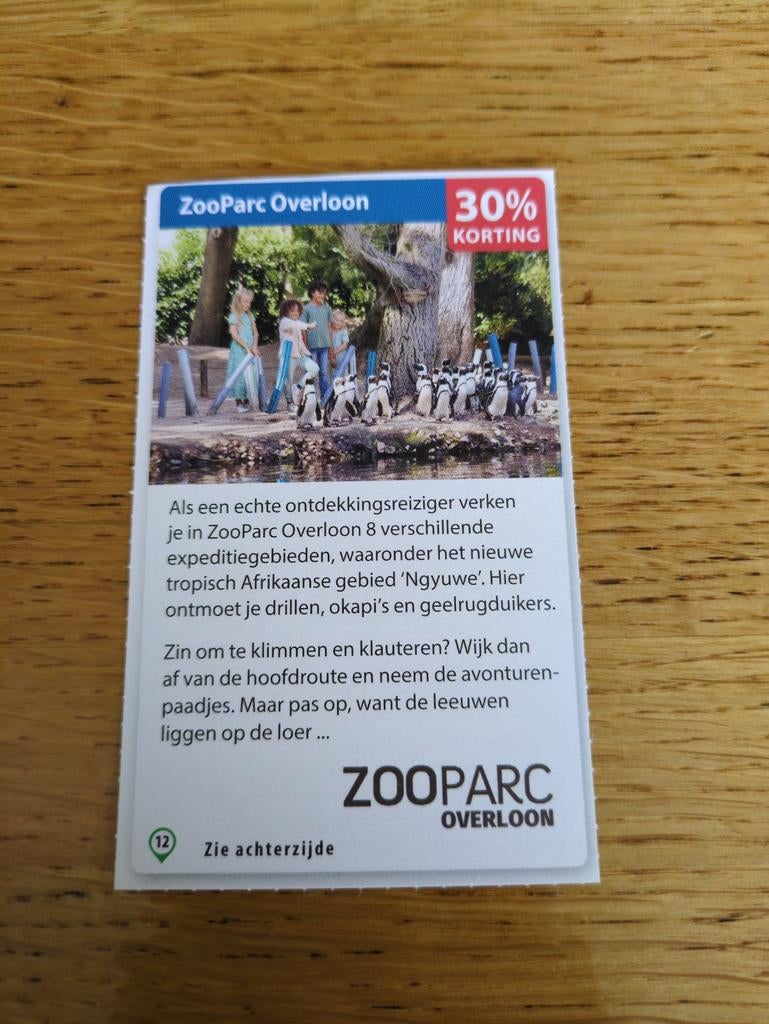 Kortingsbon voor Zooparc Overloon, Drie personen of meer, Kortingskaart