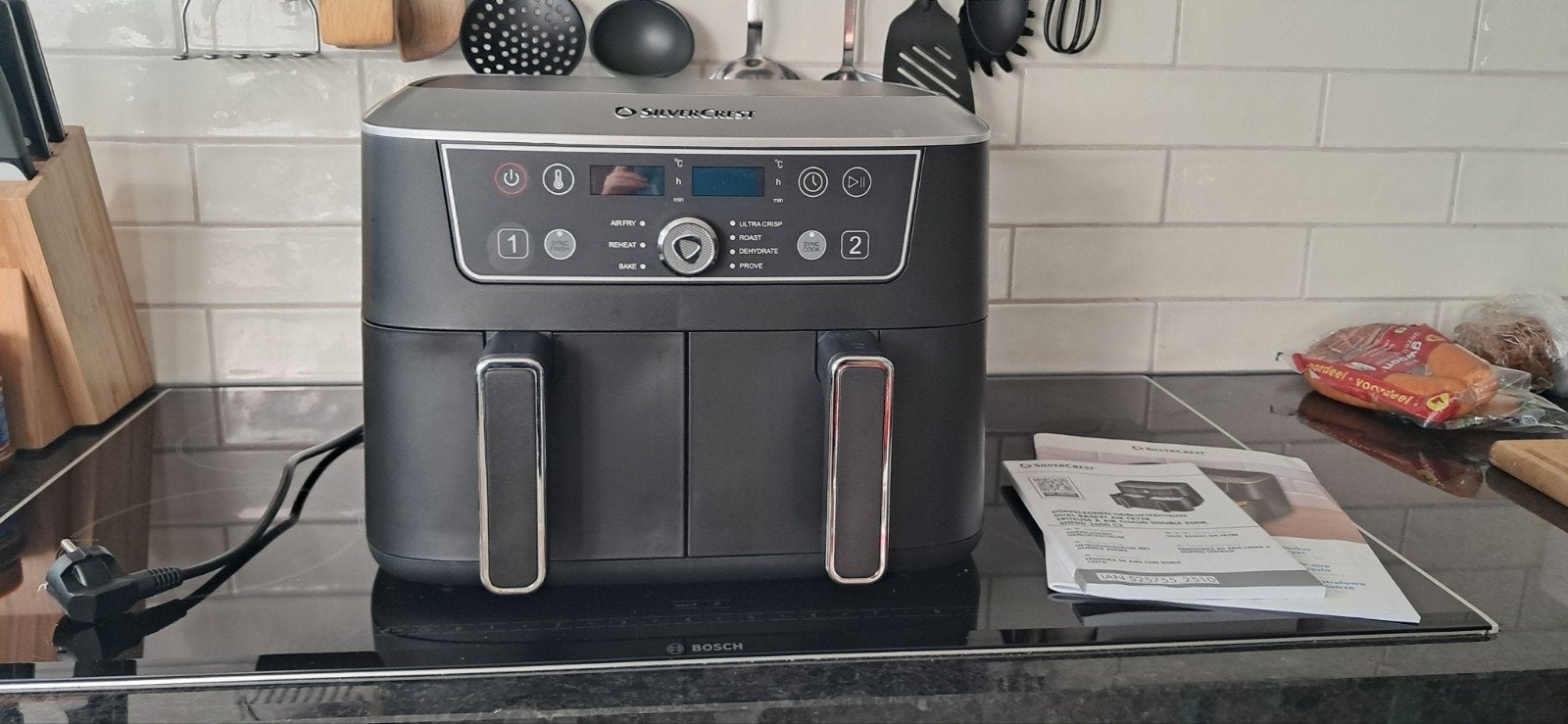 Silvercrest Dual Basket Air Fryer, nieuw, Witgoed en Apparatuur, 4 liter of meer, Ophalen, Nieuw, Duo-friteuse