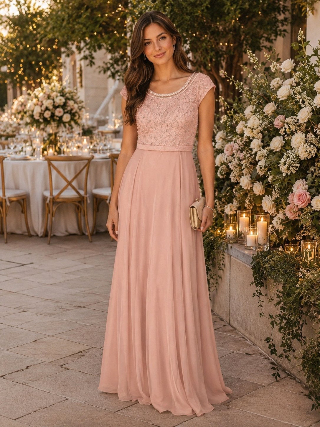 Prachtige roze feestjurk, Kleding | Dames, Galajurk, Maat 42/44 (L), Nieuw, Ophalen of Verzenden