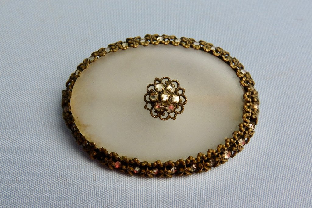 Laat-Victoriaans- Edwardiaans filigraanwerk broche - 9 k., Ophalen of Verzenden, Overige materialen, Broche