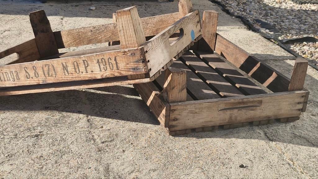 Vintage houten aardappelkistjes / plantenbak, Ophalen, Gebruikt, 40 tot 60 cm, 50 tot 75 cm
