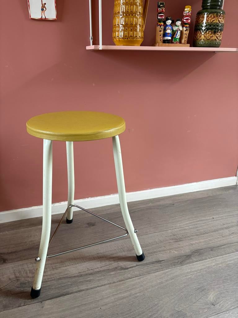 Retro Brabantia krukje - Geel/Wit, Ophalen, Gebruikt, Staal