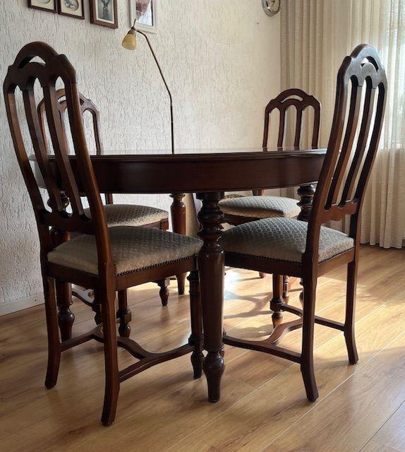 Eettafel  met vier stoelen, Ophalen, Gebruikt, 100 tot 150 cm, Klassiek