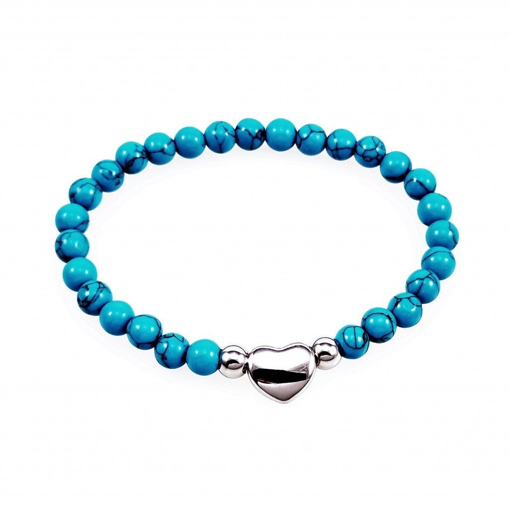 Elastiche Turkoois Armband Dames Natuursteen  Kralen RVS, Overige materialen, Met bedels of kralen, Birgitta-Gracht 33, 6465 EL Kerkrade, Nederland