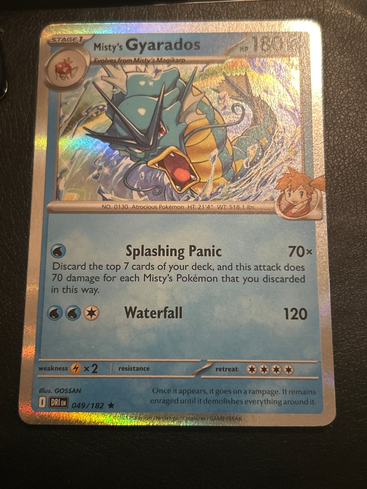 Misty's Gyarados Pokémon Kaart - Holo Foil, Ophalen of Verzenden, Gebruikt, Losse kaart, Foil