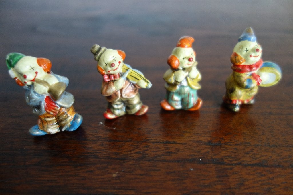 Beeldjes muziekclowns 4 x, Verzamelen, Beelden en Beeldjes, Ophalen of Verzenden, Nieuw, Fantasy