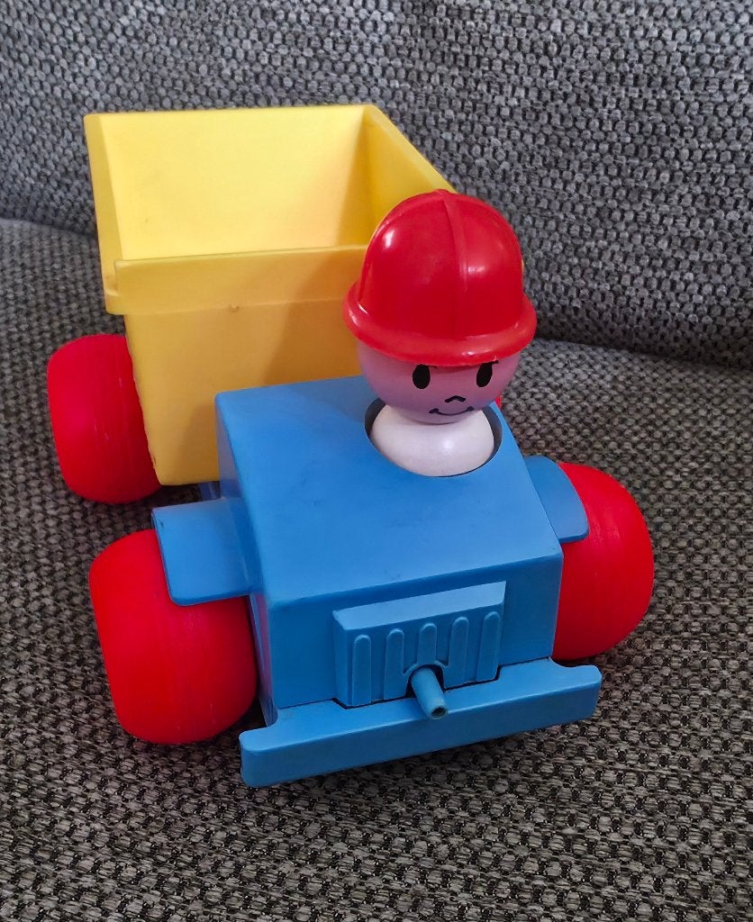 Fisher-Price kiepwagen (model Jiffy Dump Truck uit 1982), Ophalen of Verzenden, Gebruikt, Auto of Voertuig