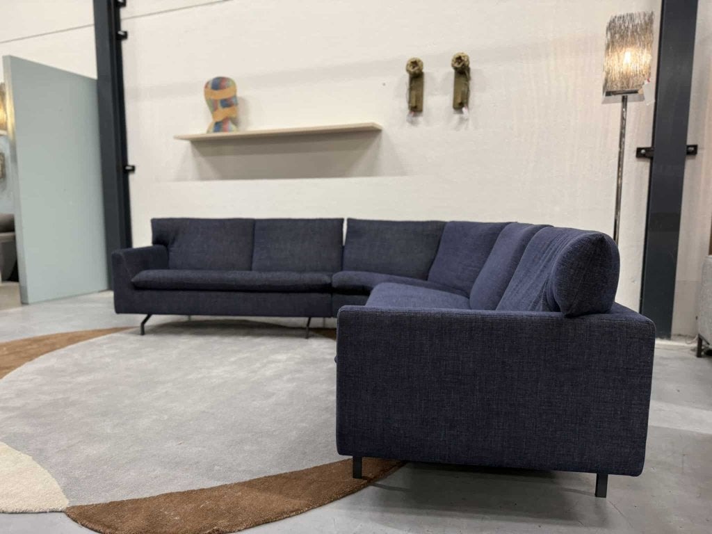 Nieuw Label van den Berg Kameo Hoekbank Blauw Stof Bank, Ophalen, 250 tot 300 cm, Hoekbank, Nieuw